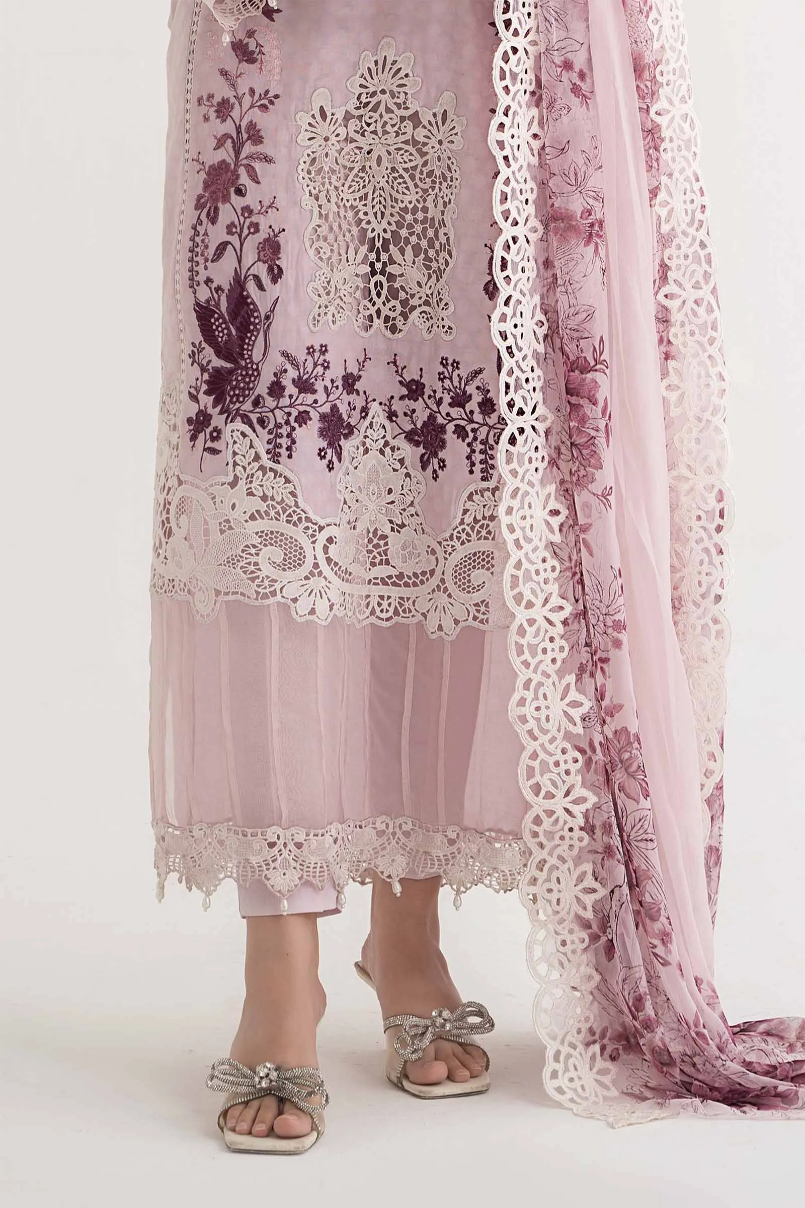 3 Piece Embroidered Dobby Lawn Suit | DS-2414-A