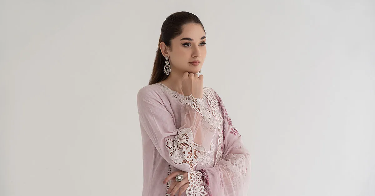 3 Piece Embroidered Dobby Lawn Suit | DS-2414-A