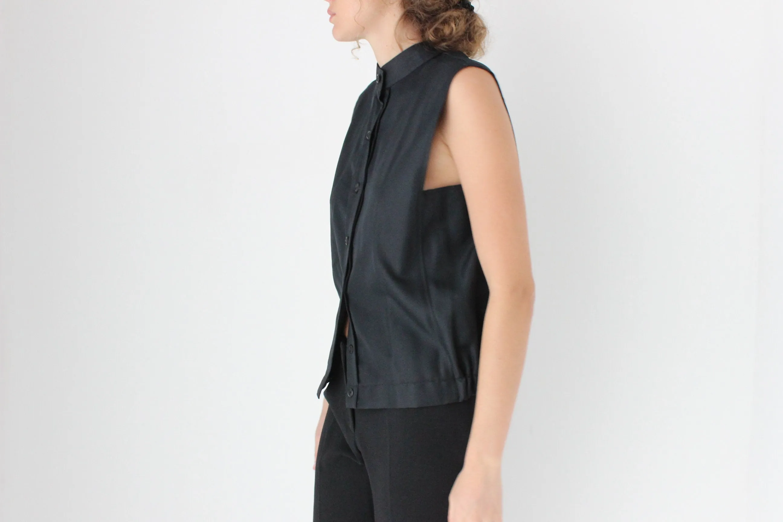 90s Unusual Business/Casual Button Front Waistcoat Top