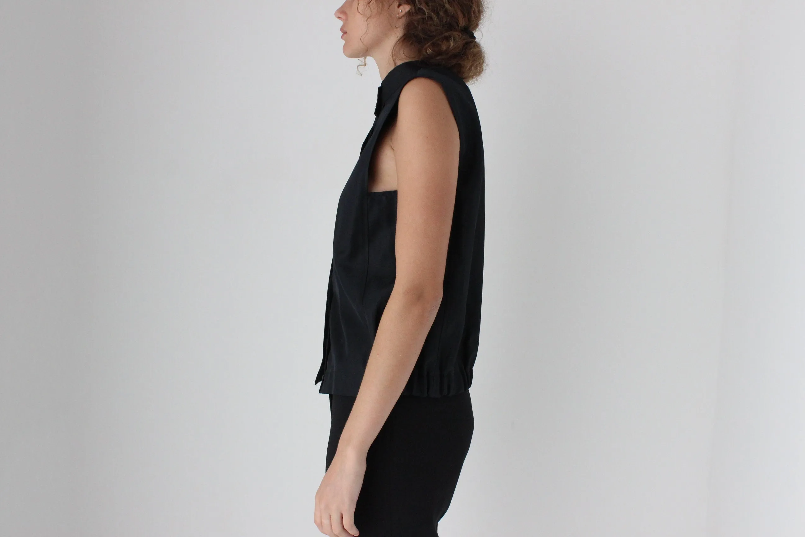 90s Unusual Business/Casual Button Front Waistcoat Top