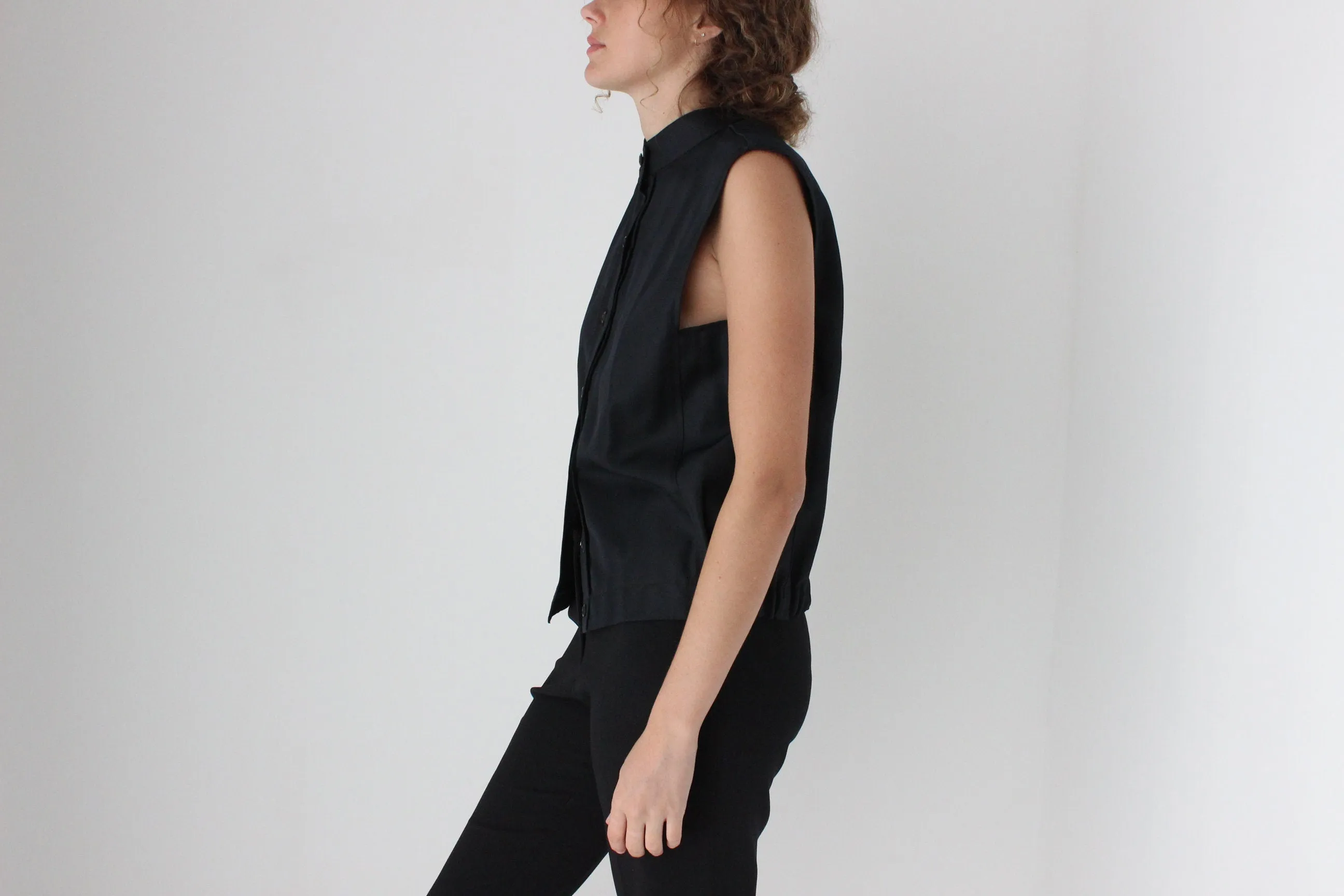 90s Unusual Business/Casual Button Front Waistcoat Top