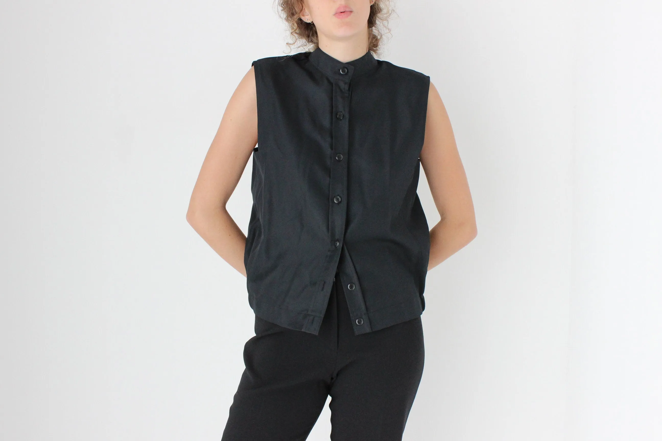 90s Unusual Business/Casual Button Front Waistcoat Top