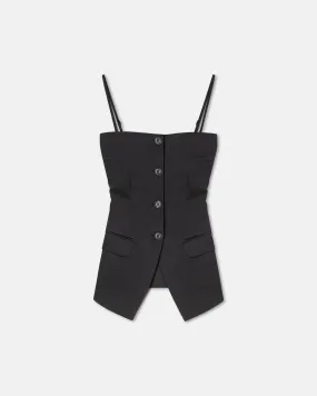 Alessa - Tailored Tech-Satin Vest - Black