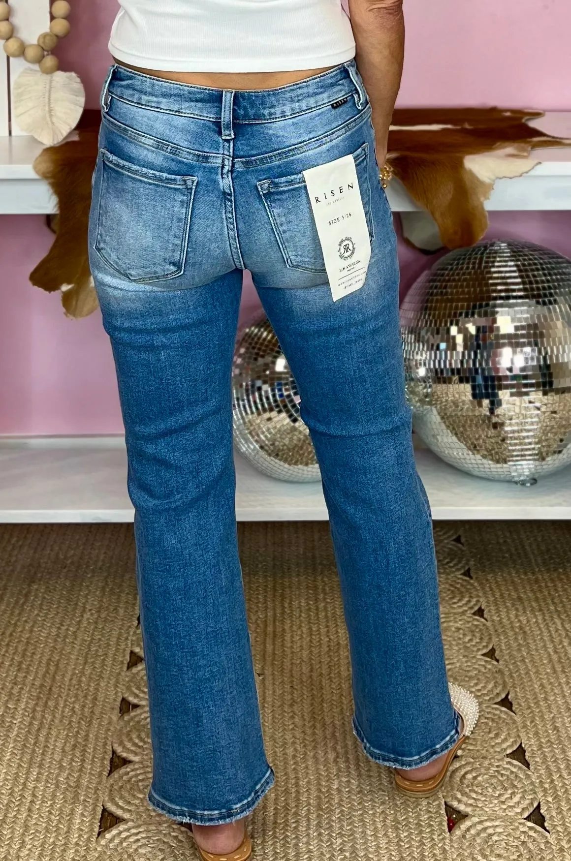 Always Classy Risen Mid Rise Crop Flare Jeans