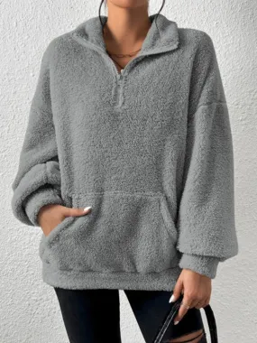 Aniya Teddy Plus Velvet Women's Casual Stand Collar Sweatshirt