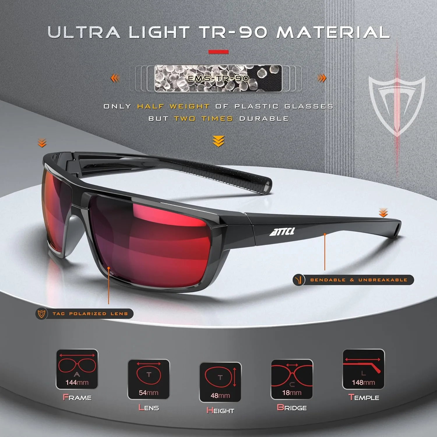 ATTCL Polarized Wrap Sunglasses For Men - Fishing Sports Glasses UV Protection
