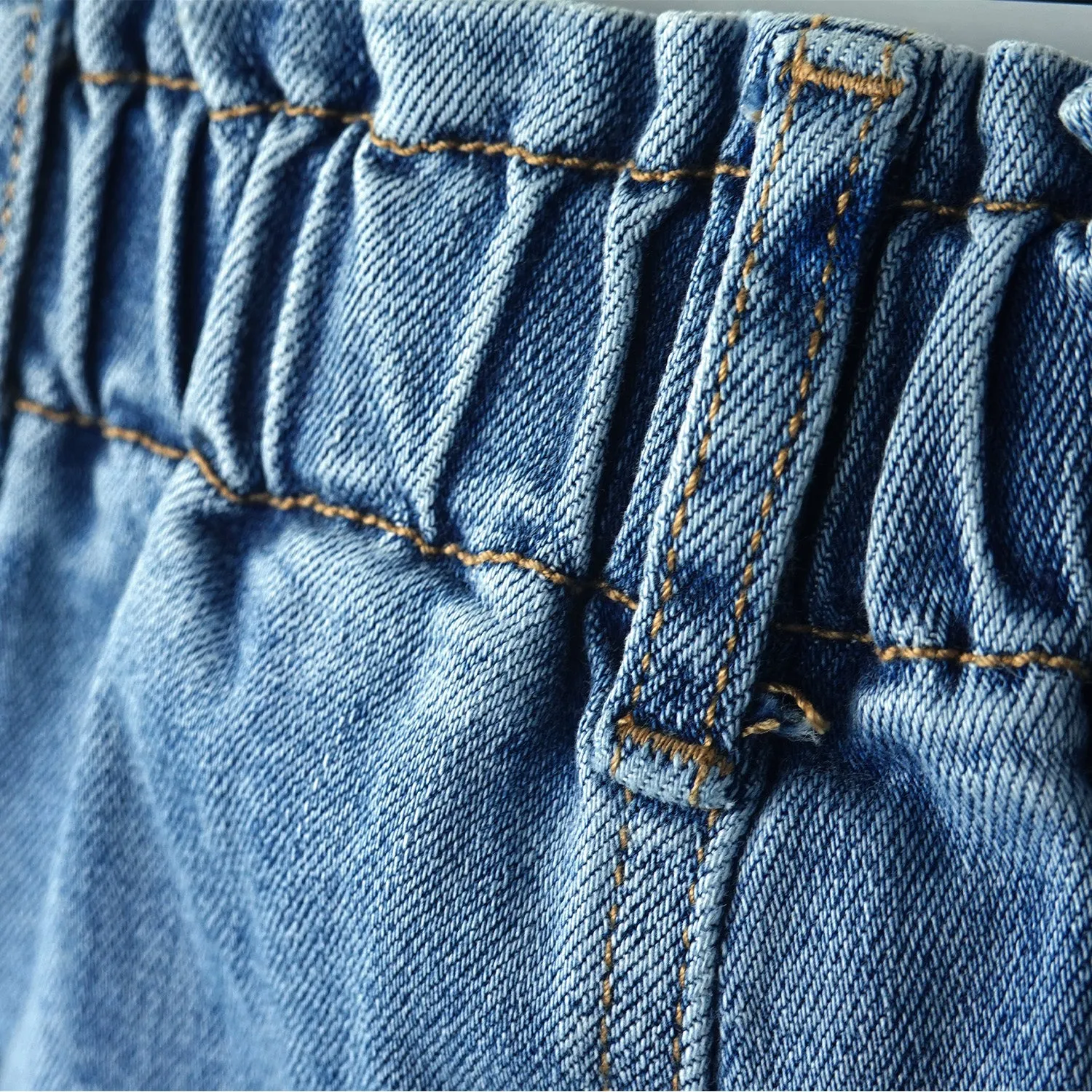 Baby Girls Jeans,Toddler Boy Elastic Waist with D-ring Square-Shaped Pockets Straight Leg Denim Pants