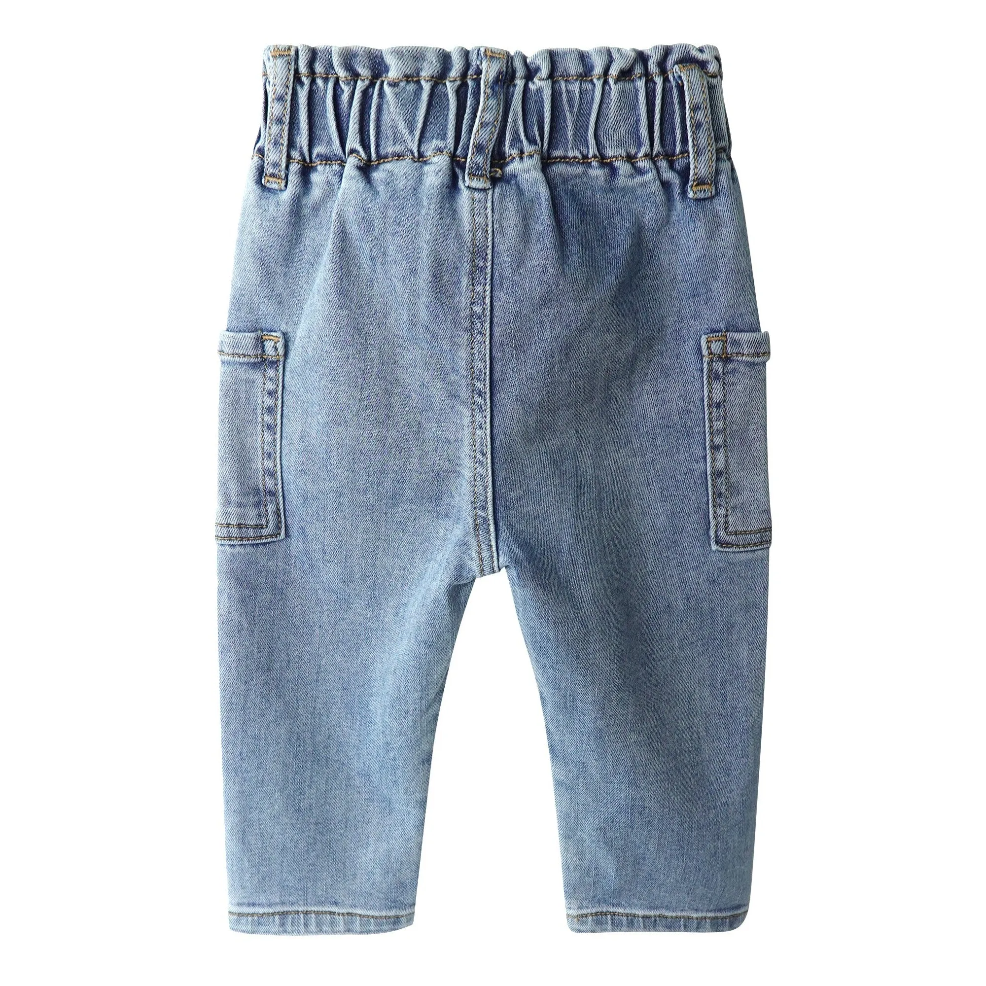 Baby Girls Jeans,Toddler Boy Elastic Waist with D-ring Square-Shaped Pockets Straight Leg Denim Pants