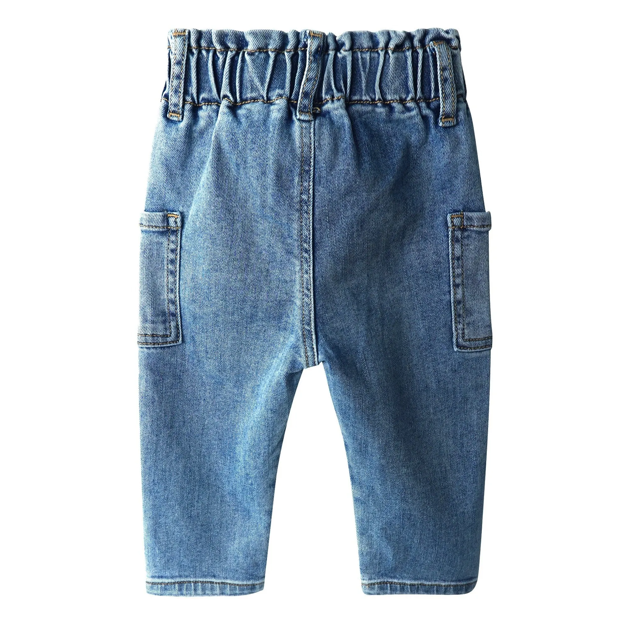 Baby Girls Jeans,Toddler Boy Elastic Waist with D-ring Square-Shaped Pockets Straight Leg Denim Pants