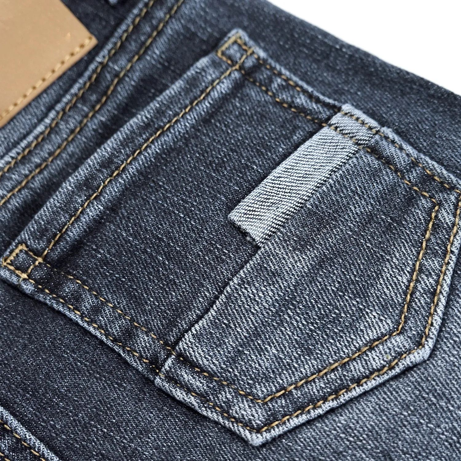 Baby Jeans,Little Toddler Elastic Band Inside with D-ring Distressed Vintage Creasing Stretch Denim Pants