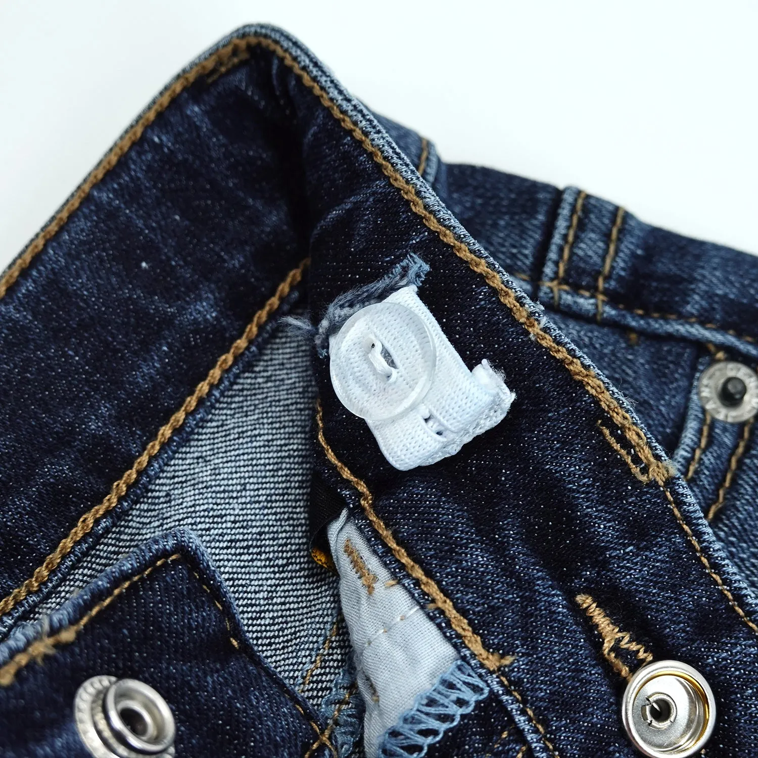 Baby Jeans,Little Toddler Elastic Band Inside with D-ring Distressed Vintage Creasing Stretch Denim Pants