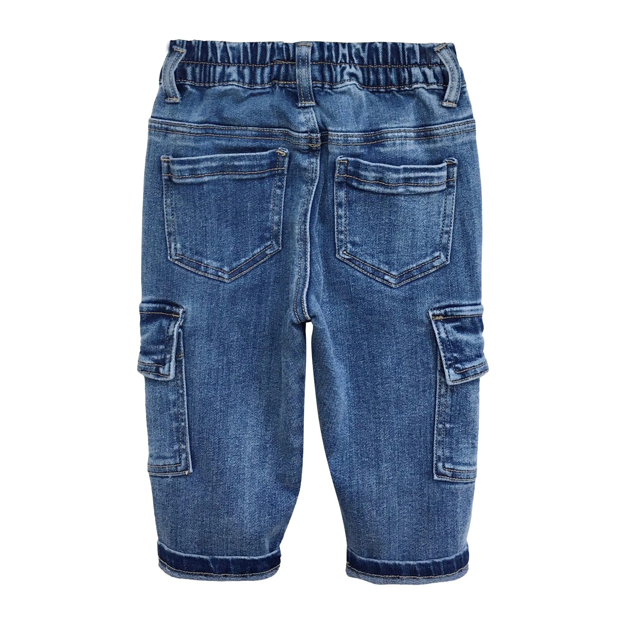Baby Jeans,Little Toddler Kids Elastic Waist with D-ring Stretch Cargo Denim Pants