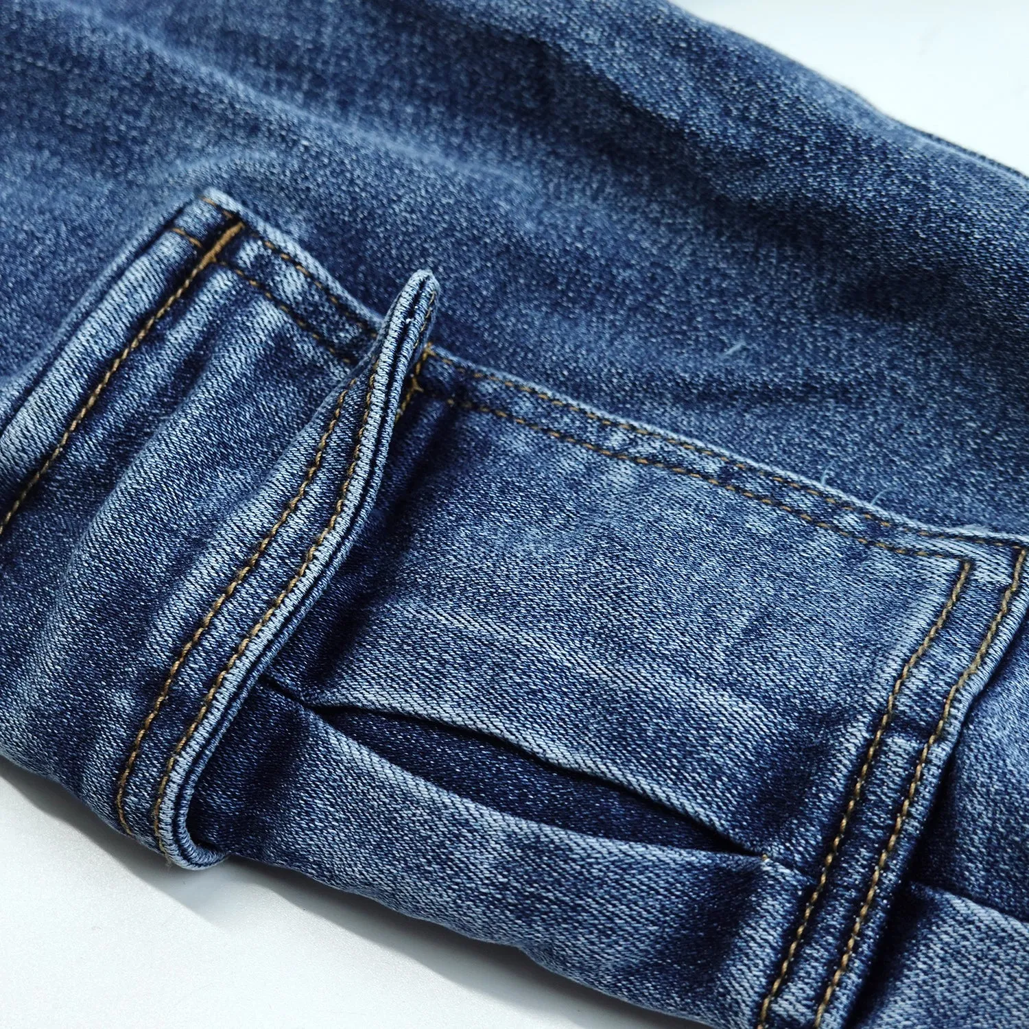 Baby Jeans,Little Toddler Kids Elastic Waist with D-ring Stretch Cargo Denim Pants