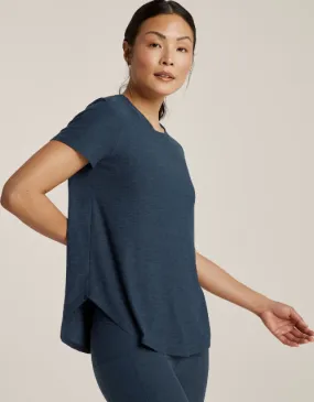 Beyond Yoga Featherweight Down Low Tee Navy