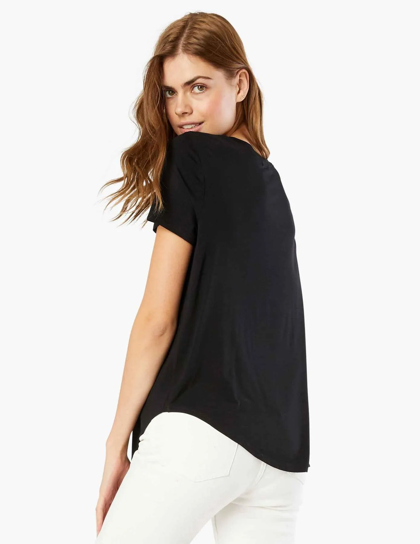 BEYOND YOGA FEATHERWEIGHT ON THE DOWN LOW TEE DARKEST NIGHT
