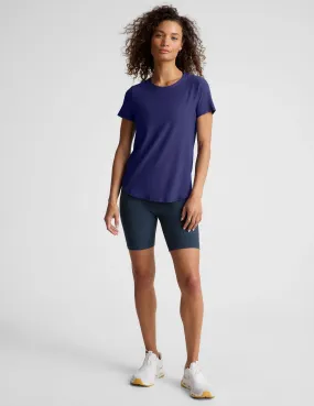 BEYOND YOGA FEATHERWEIGHT ON THE DOWN LOW TEE Eternal Blue Heather