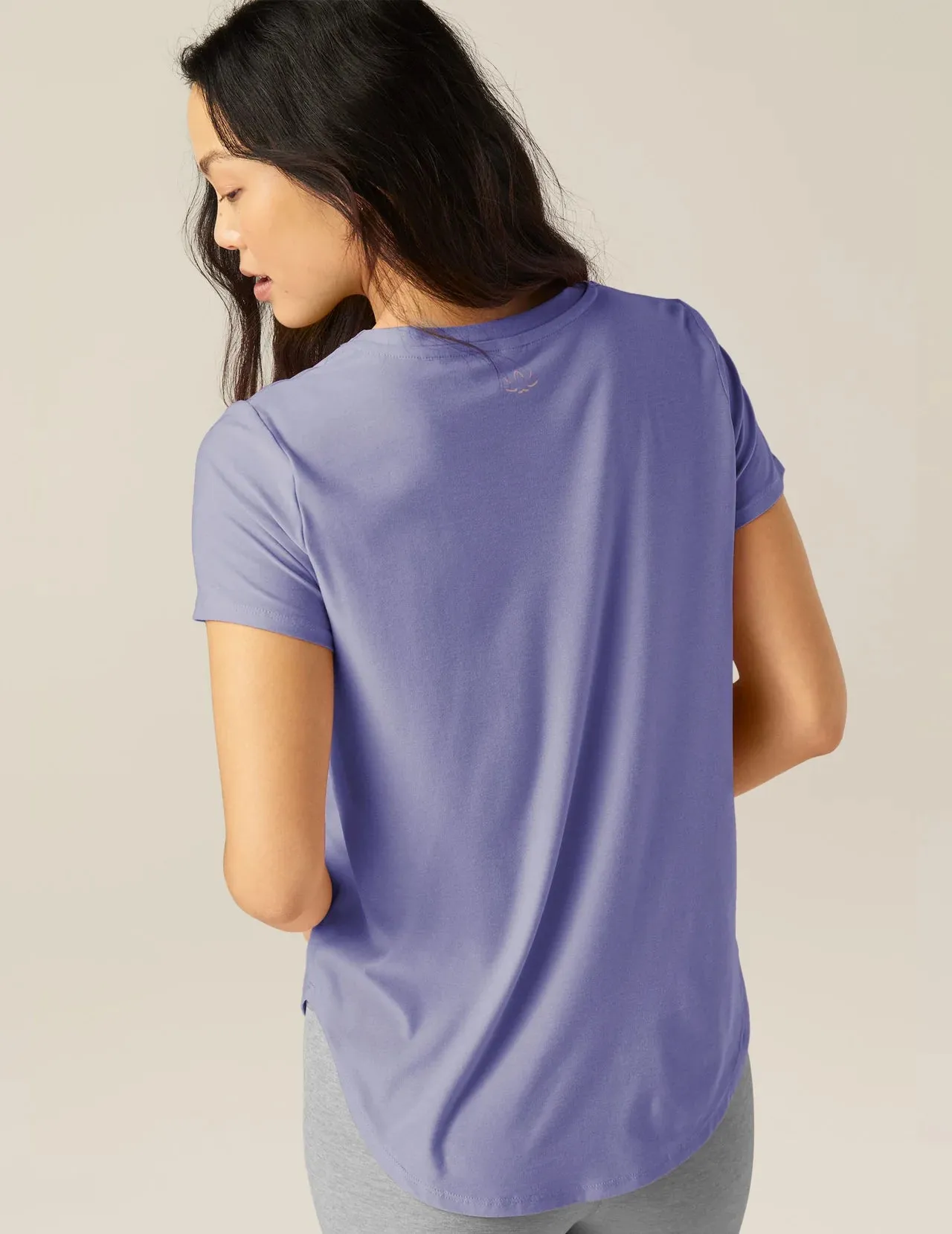 Beyond Yoga Featherweight On The Down low Tee - Periwinkle Cloud Heather