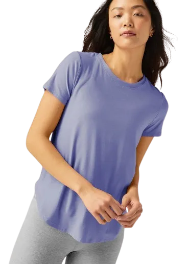 Beyond Yoga Featherweight On The Down low Tee - Periwinkle Cloud Heather