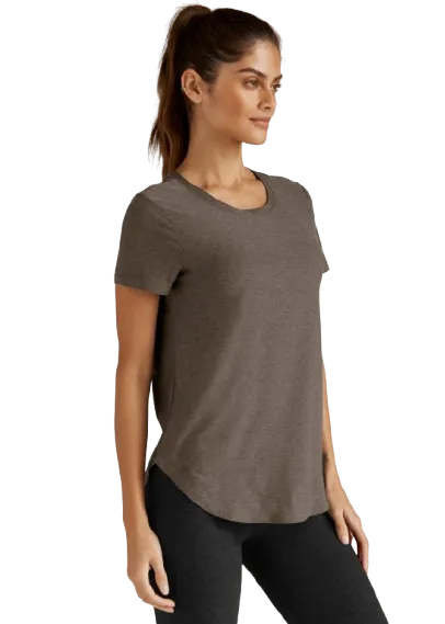 Beyond Yoga Featherweight On The Down Low Tee - Soft Umber Heather