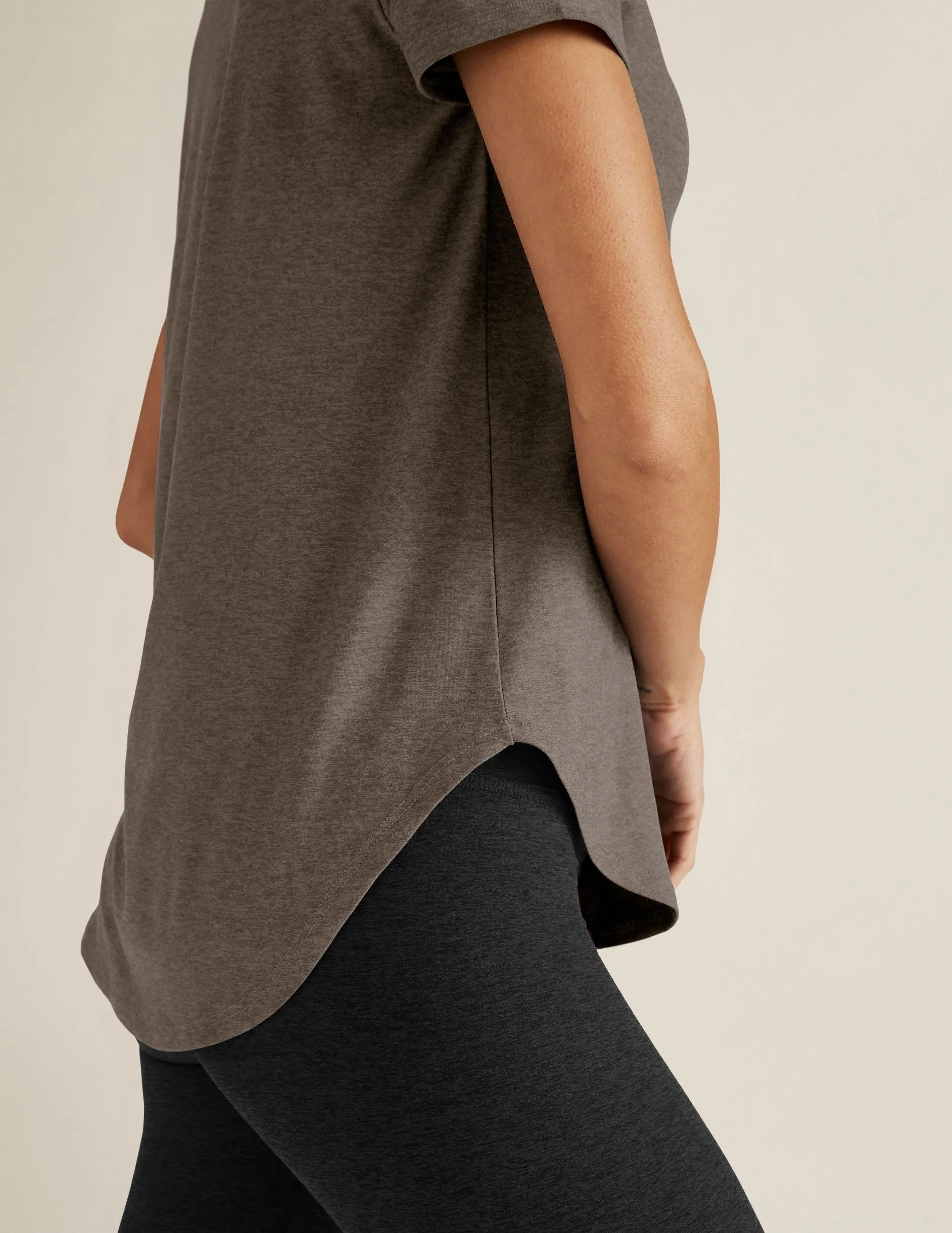 Beyond Yoga Featherweight On The Down Low Tee - Soft Umber Heather