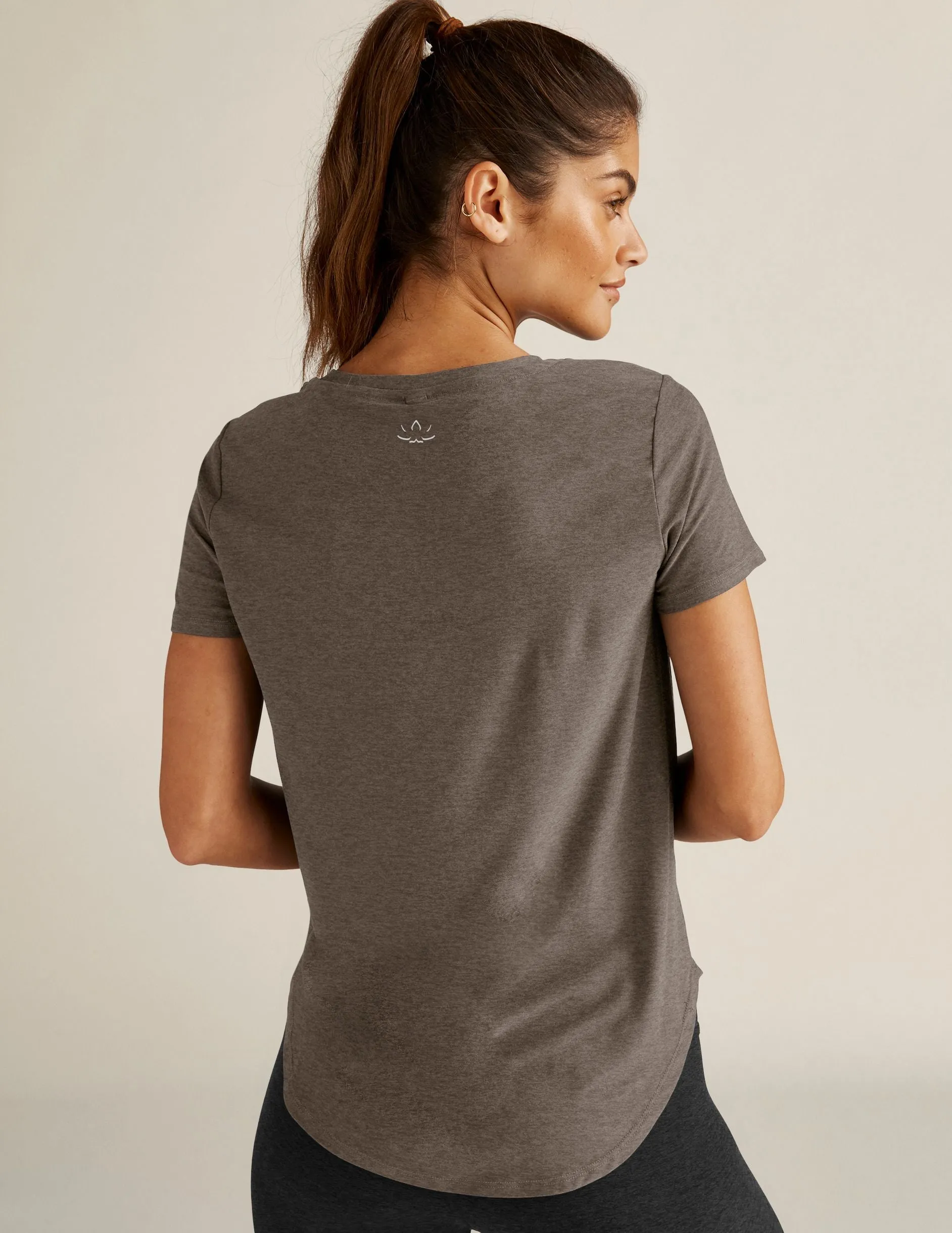 Beyond Yoga Featherweight On The Down Low Tee - Soft Umber Heather