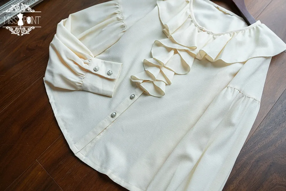 (BFM)Miss Point~Demon Hunting Notes~Elegant Lolita Beige Mutton Sleeve Blouse