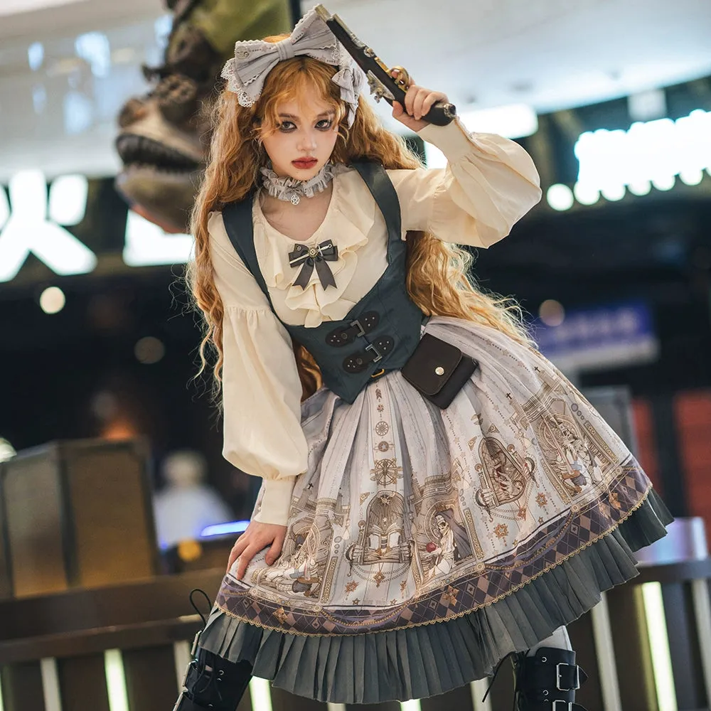 (BFM)Miss Point~Demon Hunting Notes~Elegant Lolita Beige Mutton Sleeve Blouse
