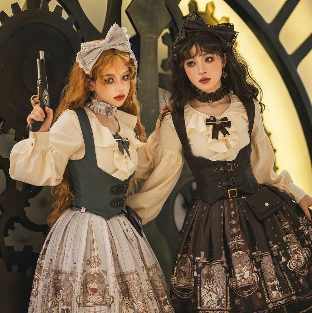 (BFM)Miss Point~Demon Hunting Notes~Elegant Lolita Beige Mutton Sleeve Blouse