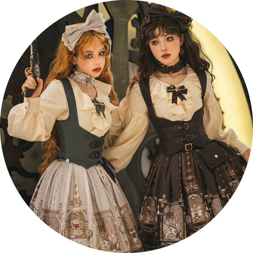(BFM)Miss Point~Demon Hunting Notes~Elegant Lolita Beige Mutton Sleeve Blouse