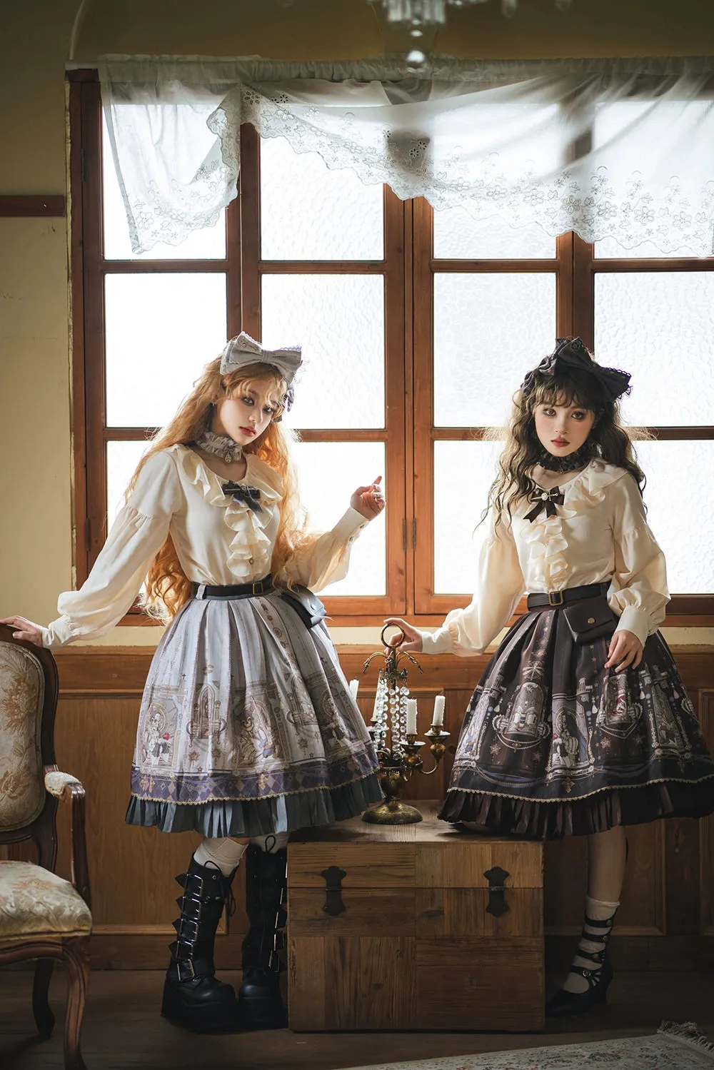 (BFM)Miss Point~Demon Hunting Notes~Elegant Lolita Beige Mutton Sleeve Blouse
