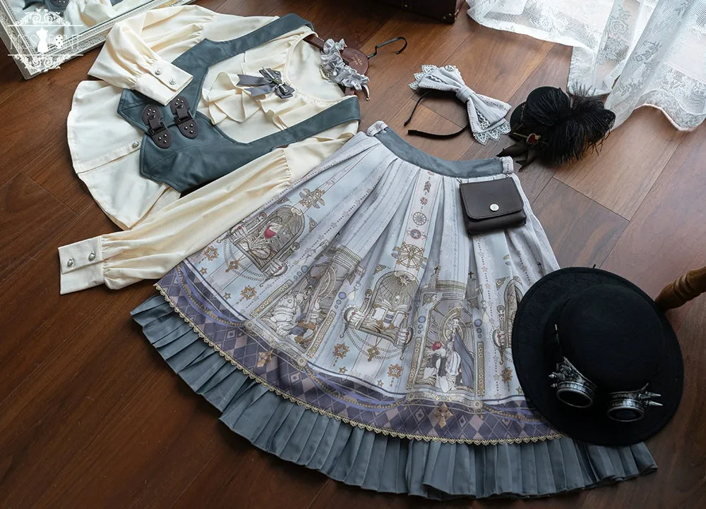 (BFM)Miss Point~Demon Hunting Notes~Elegant Lolita Beige Mutton Sleeve Blouse