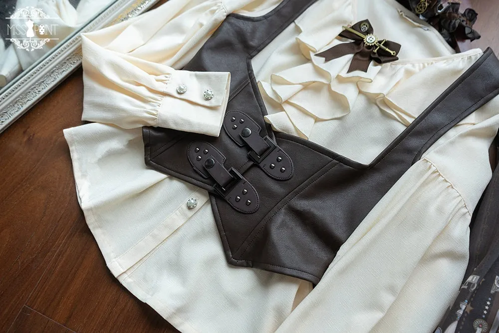 (BFM)Miss Point~Demon Hunting Notes~Elegant Lolita Beige Mutton Sleeve Blouse