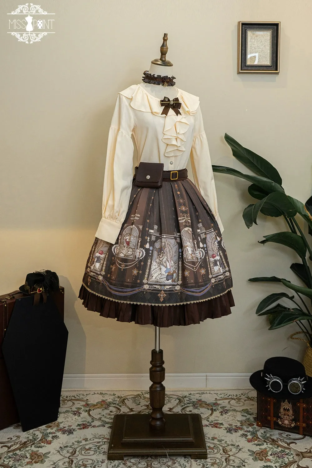 (BFM)Miss Point~Demon Hunting Notes~Elegant Lolita Beige Mutton Sleeve Blouse