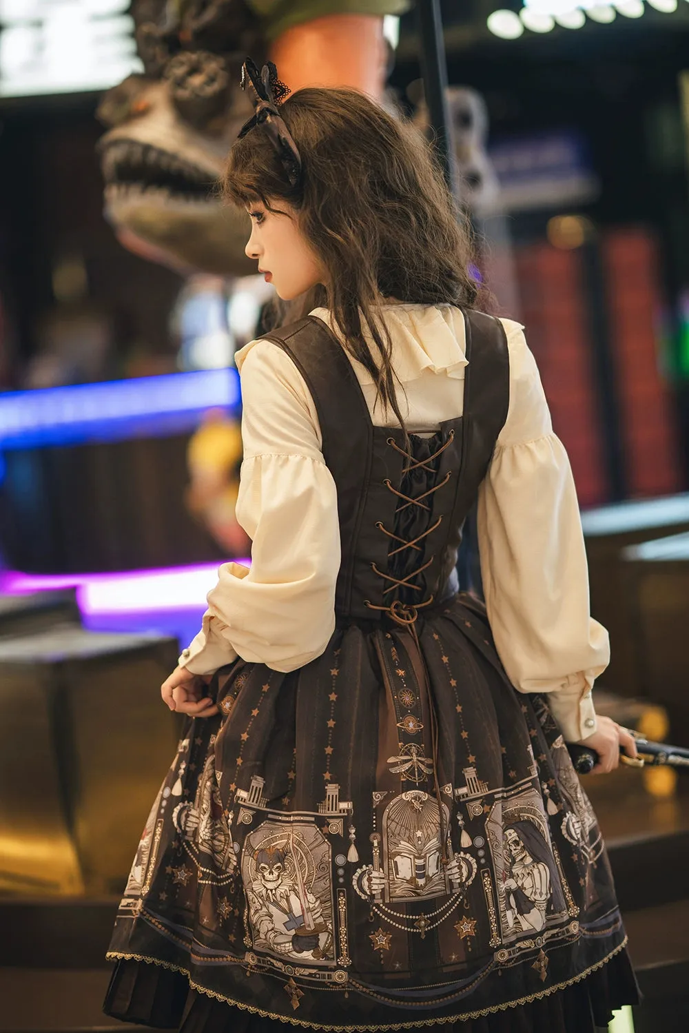 (BFM)Miss Point~Demon Hunting Notes~Elegant Lolita Beige Mutton Sleeve Blouse