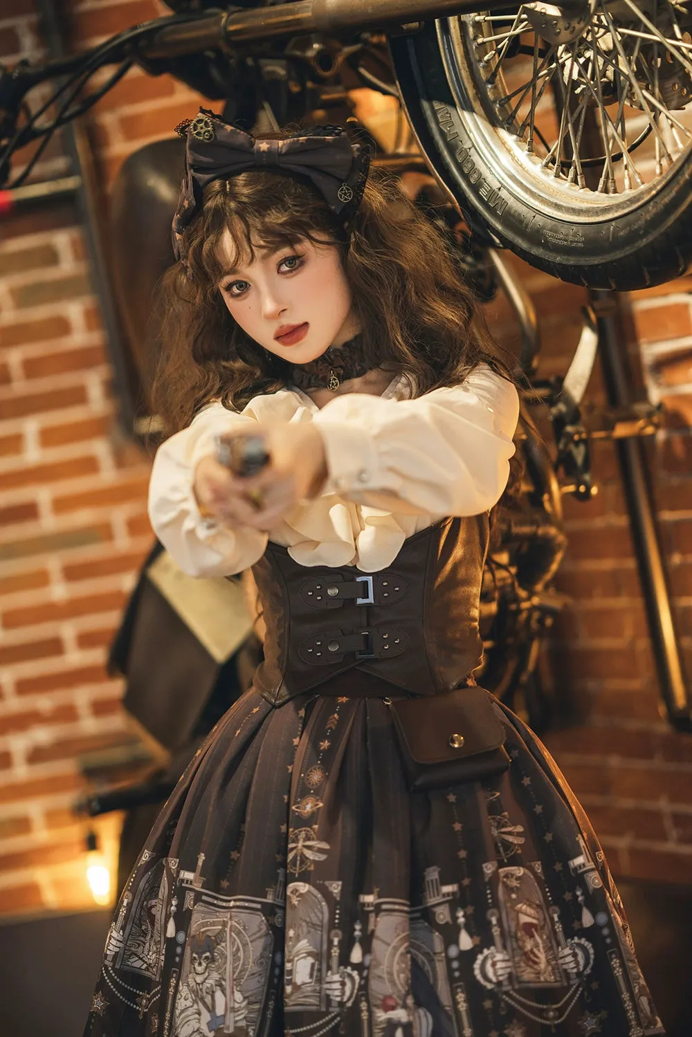 (BFM)Miss Point~Demon Hunting Notes~Elegant Lolita Beige Mutton Sleeve Blouse