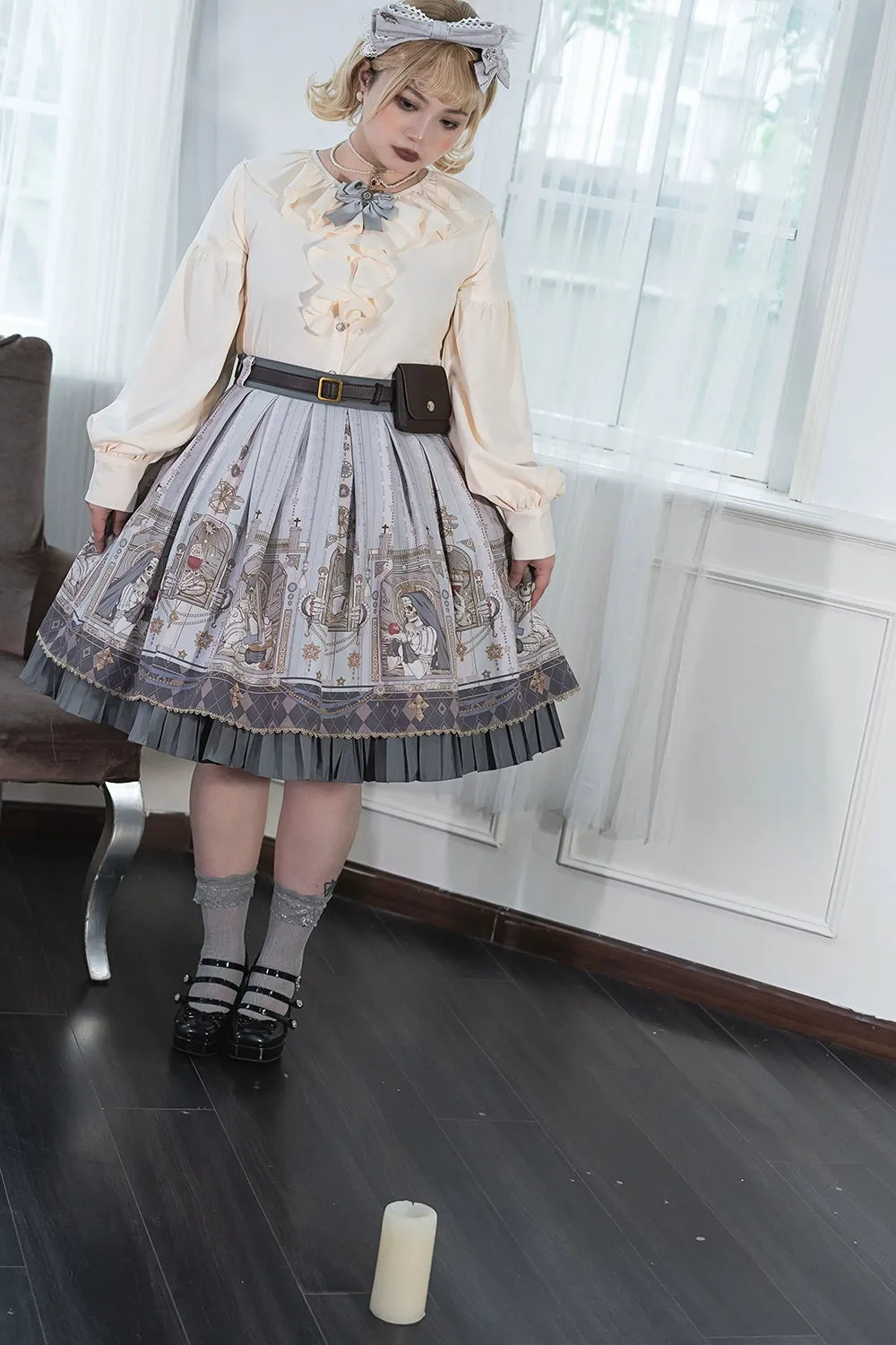 (BFM)Miss Point~Demon Hunting Notes~Elegant Lolita Beige Mutton Sleeve Blouse