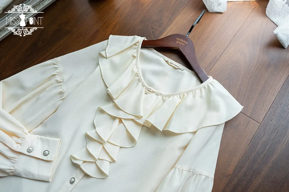(BFM)Miss Point~Demon Hunting Notes~Elegant Lolita Beige Mutton Sleeve Blouse