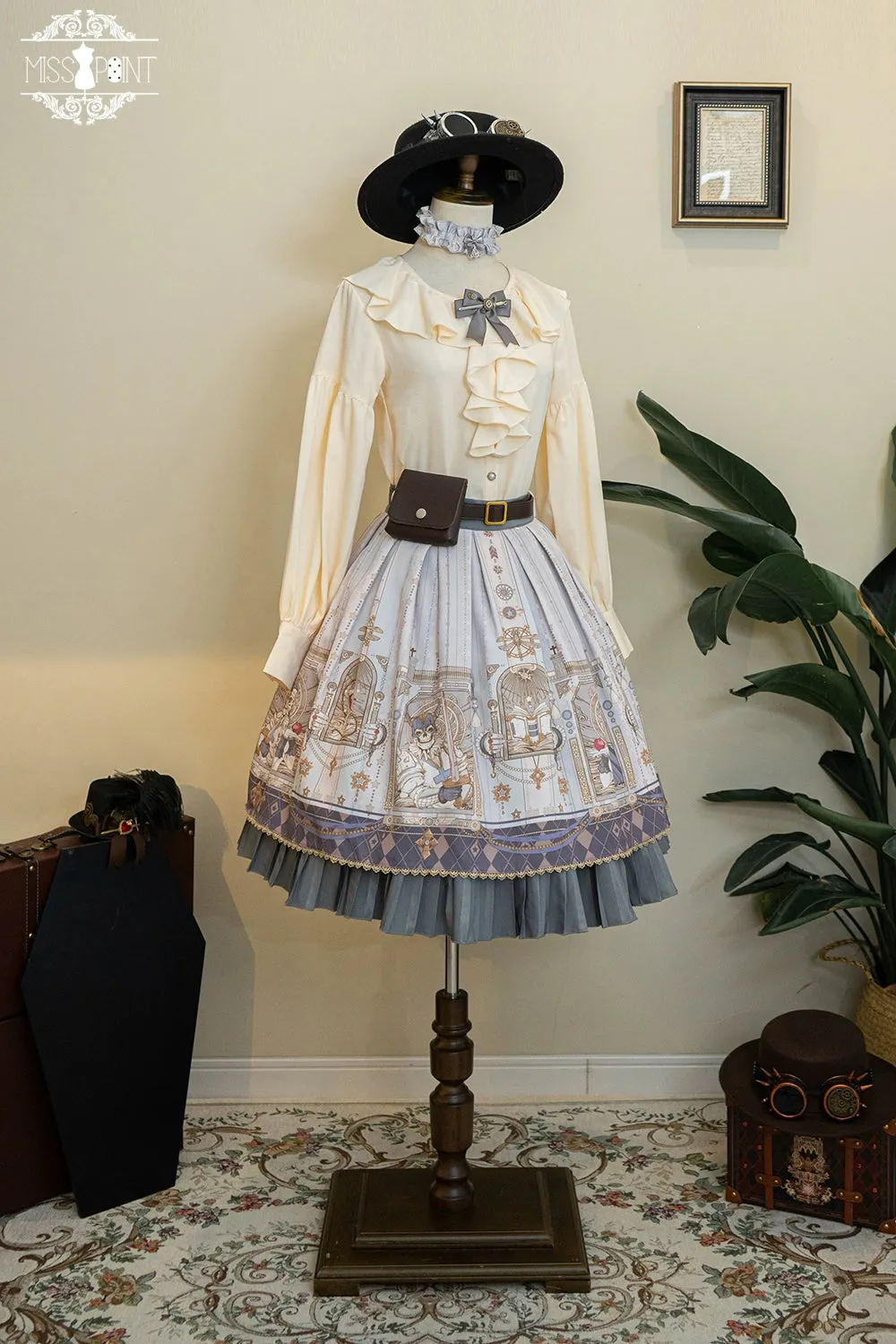 (BFM)Miss Point~Demon Hunting Notes~Elegant Lolita Beige Mutton Sleeve Blouse