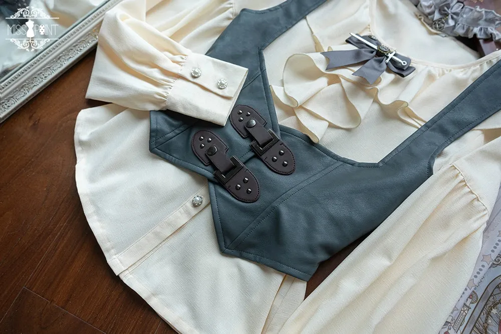 (BFM)Miss Point~Demon Hunting Notes~Elegant Lolita Beige Mutton Sleeve Blouse