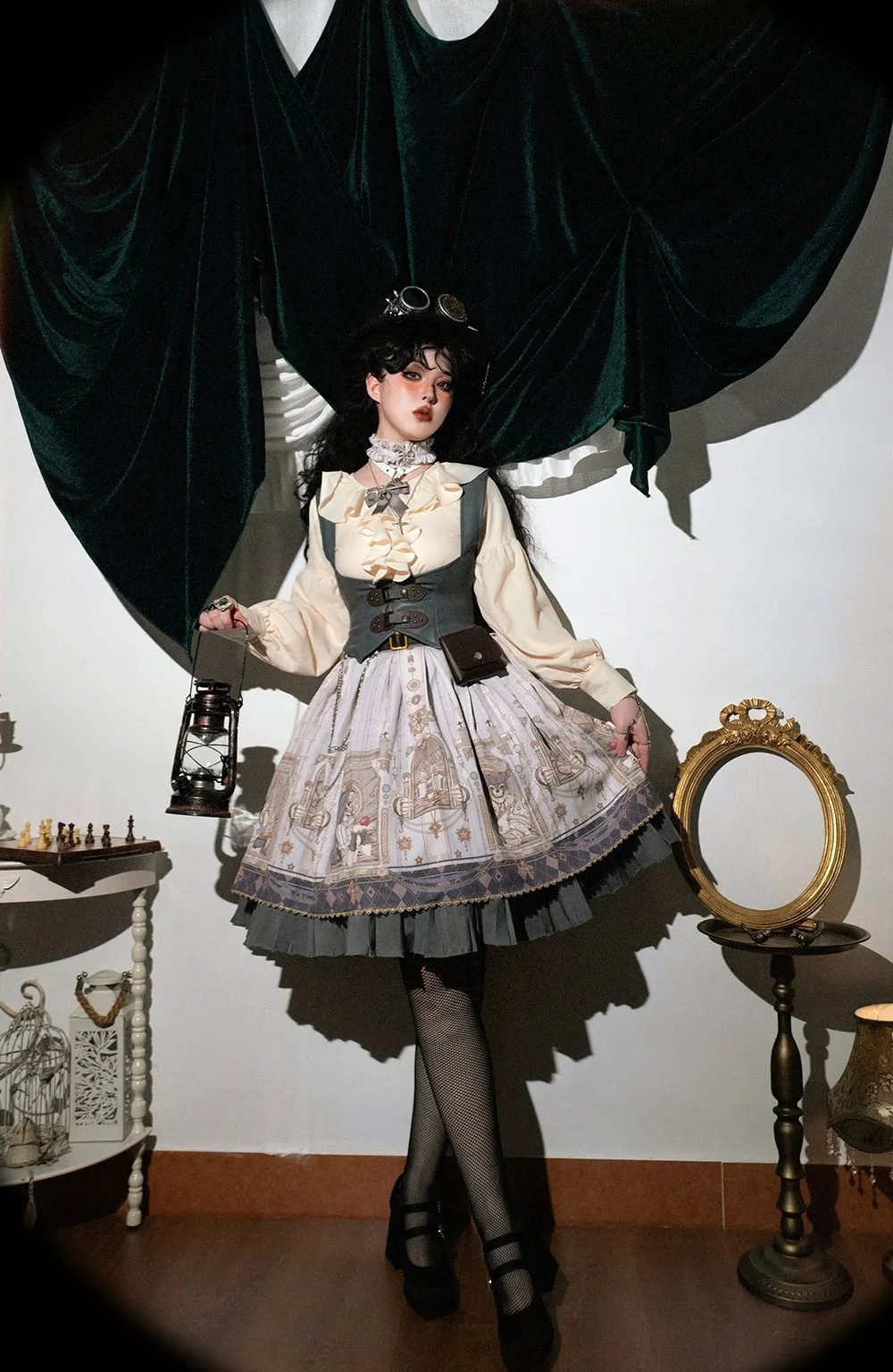 (BFM)Miss Point~Demon Hunting Notes~Elegant Lolita Beige Mutton Sleeve Blouse