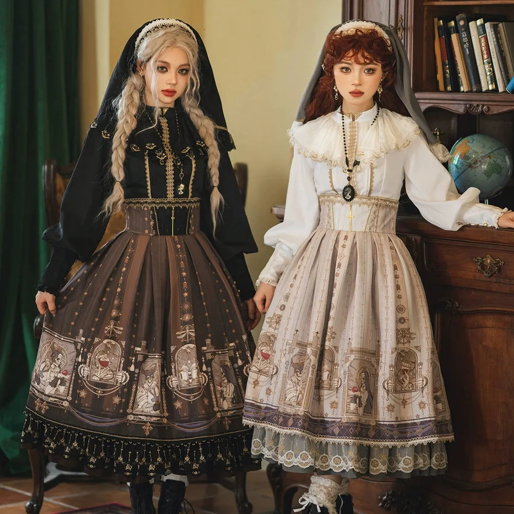 (BFM)Miss Point~Demon Hunting Notes~Elegant Lolita Beige Mutton Sleeve Blouse