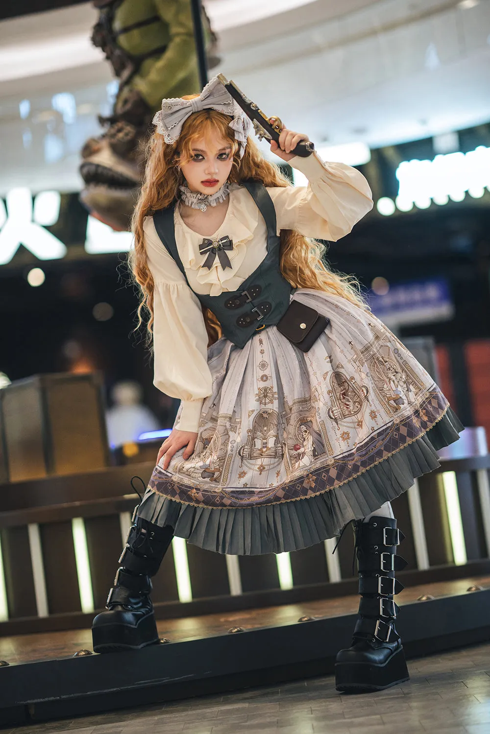 (BFM)Miss Point~Demon Hunting Notes~Elegant Lolita Beige Mutton Sleeve Blouse