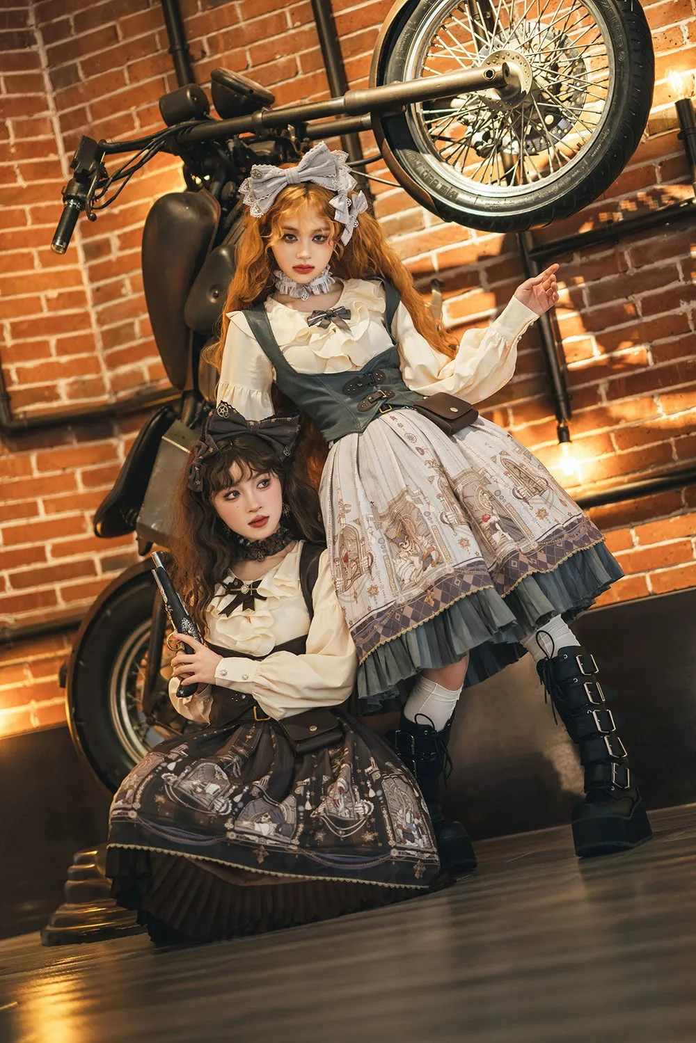 (BFM)Miss Point~Demon Hunting Notes~Elegant Lolita Beige Mutton Sleeve Blouse