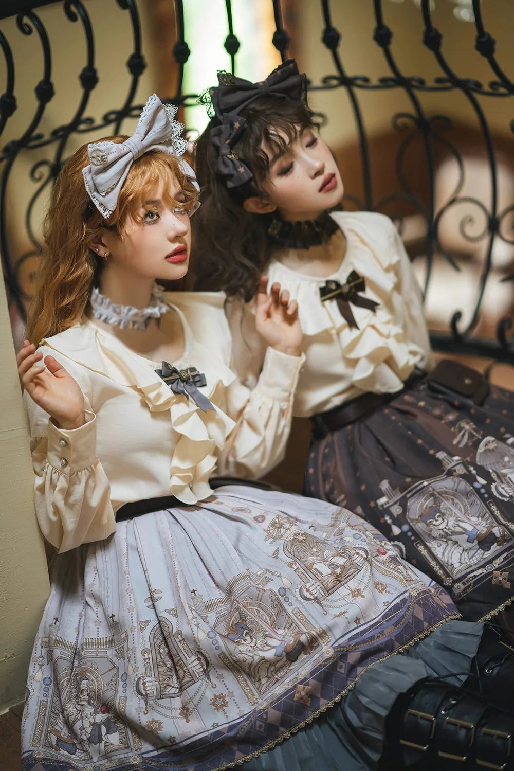 (BFM)Miss Point~Demon Hunting Notes~Elegant Lolita Beige Mutton Sleeve Blouse