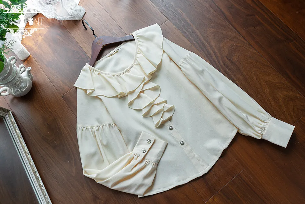 (BFM)Miss Point~Demon Hunting Notes~Elegant Lolita Beige Mutton Sleeve Blouse
