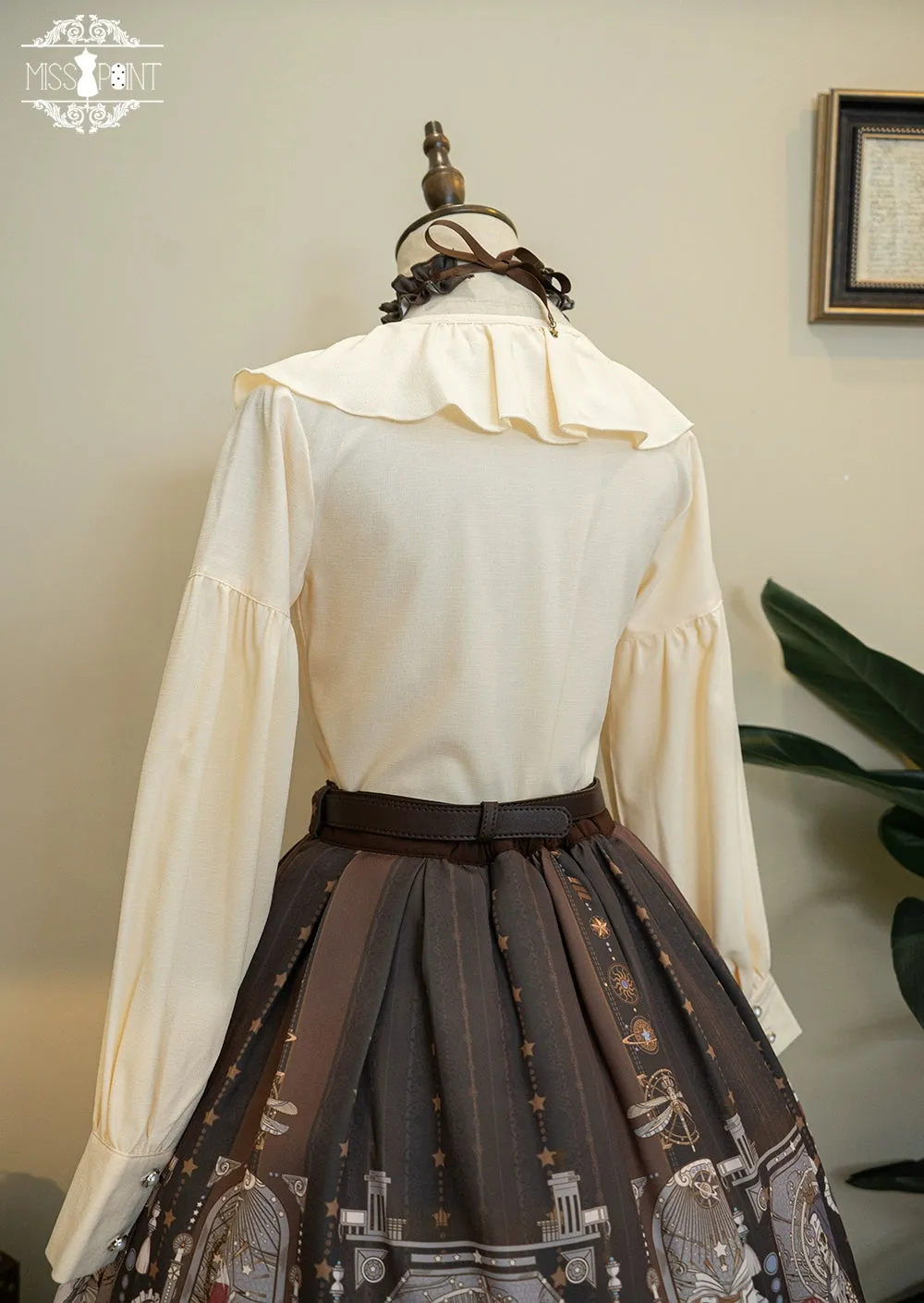 (BFM)Miss Point~Demon Hunting Notes~Elegant Lolita Beige Mutton Sleeve Blouse