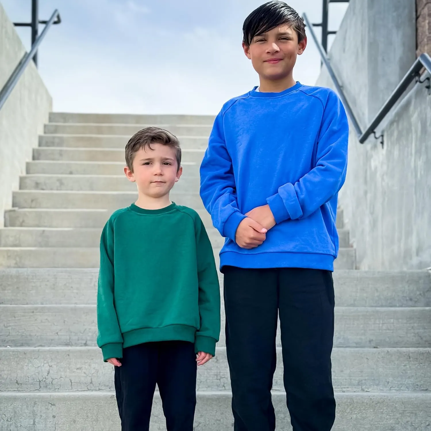 BIG ELEPHANT Boys Crewneck Sweatshirt Youth Fleece Sweatshirts Long Sleeve Basic Pullover Soft Warm Thin Fleece for Kids