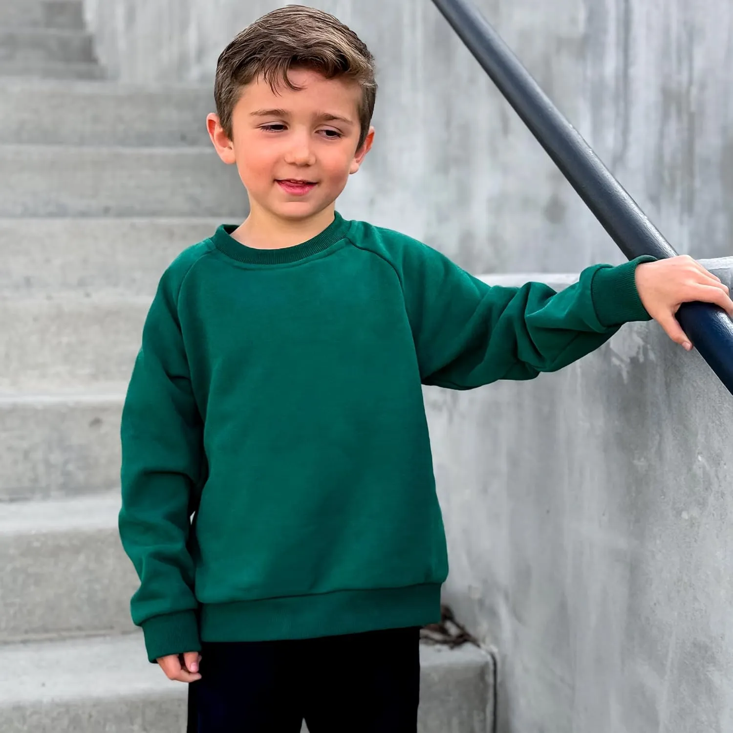 BIG ELEPHANT Boys Crewneck Sweatshirt Youth Fleece Sweatshirts Long Sleeve Basic Pullover Soft Warm Thin Fleece for Kids