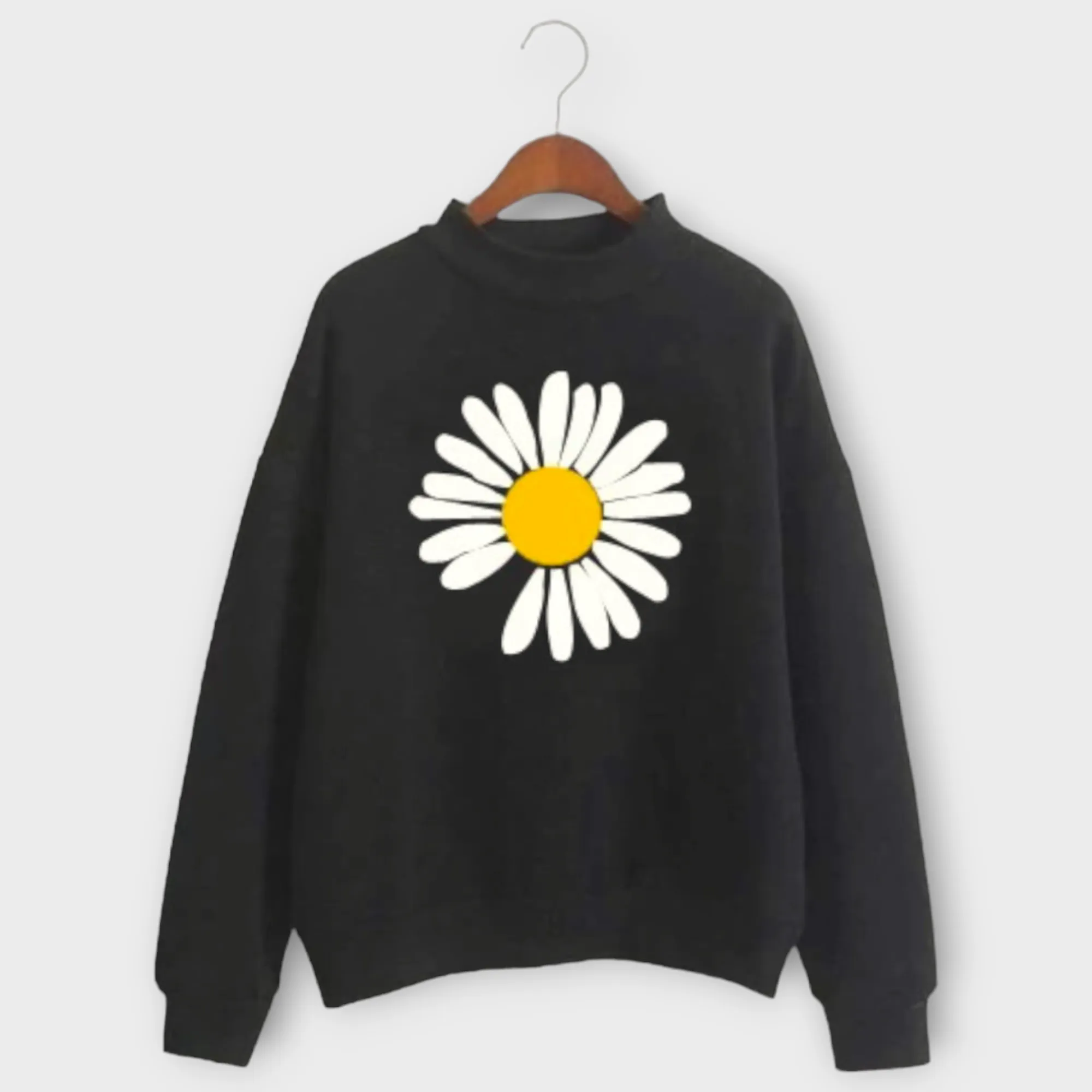 Black Sweat Shirt Printed For Womens