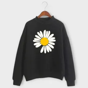 Black Sweat Shirt Printed For Womens